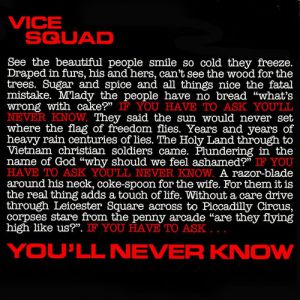 Vice Squad You'll Never Know, 1984