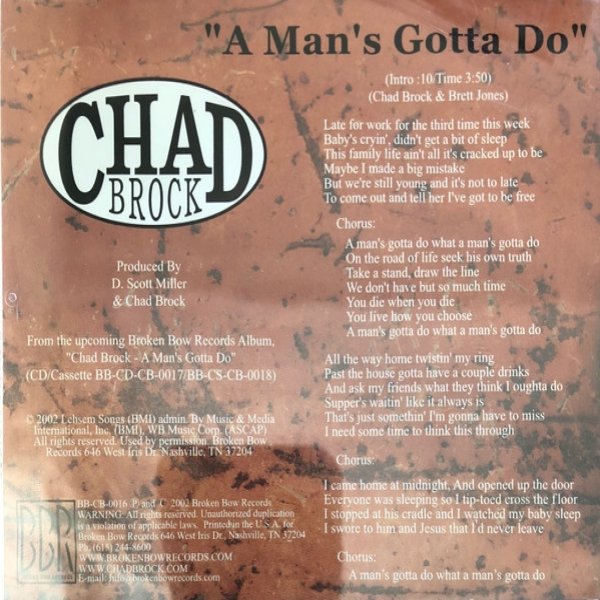 Chad Brock A Man's Gotta Do, 2002