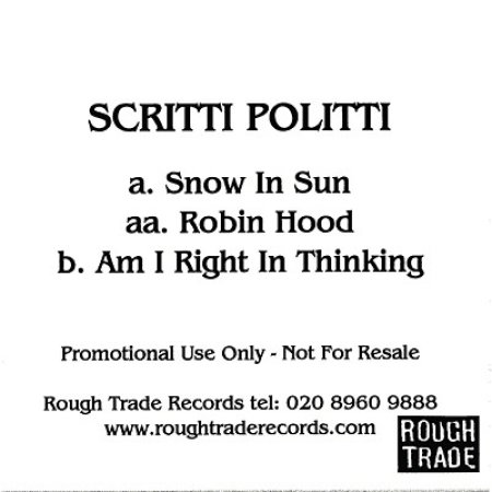 Album Scritti Politti - Snow In Sun